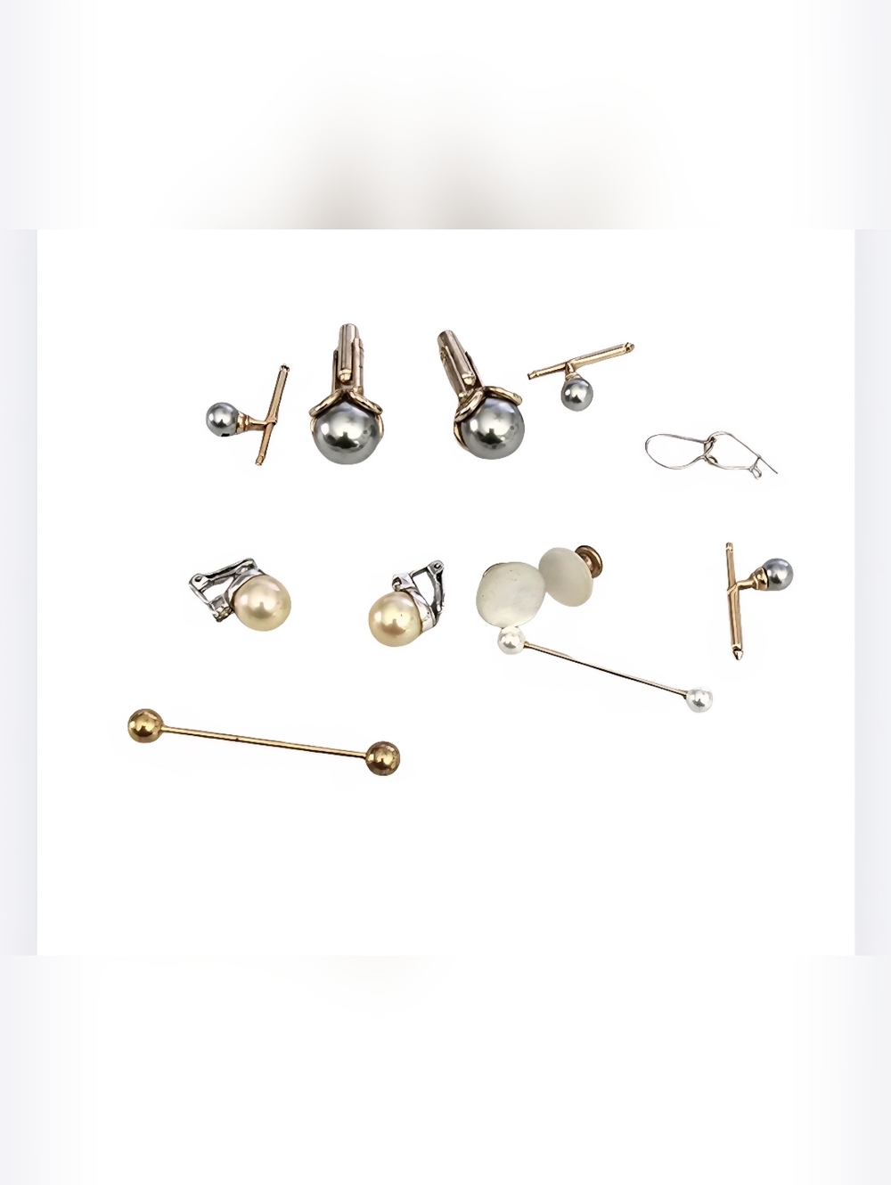 Vintage Estate Lot Jewelry SWANK Mother of Pearl Studs Gray Pearl Cufflinks MCM